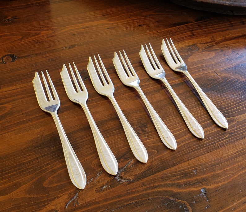 1930's Loxley pastry fork set of 6 Electroplated Nickel Etsy