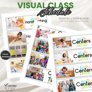 Calendrier visuel| Routine en classe| Photos réelles | Panneaux horaires quotidiens| Outil d'apprentissage| Aide pédagogique | Préscolaire| VPK| Garderie| Modèle de toile