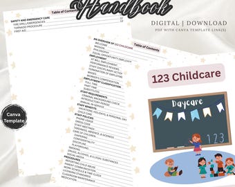 Daycare Employee Handbook Template| Canva Template| family daycare and large family childcare homes, centers/facilities, preschool