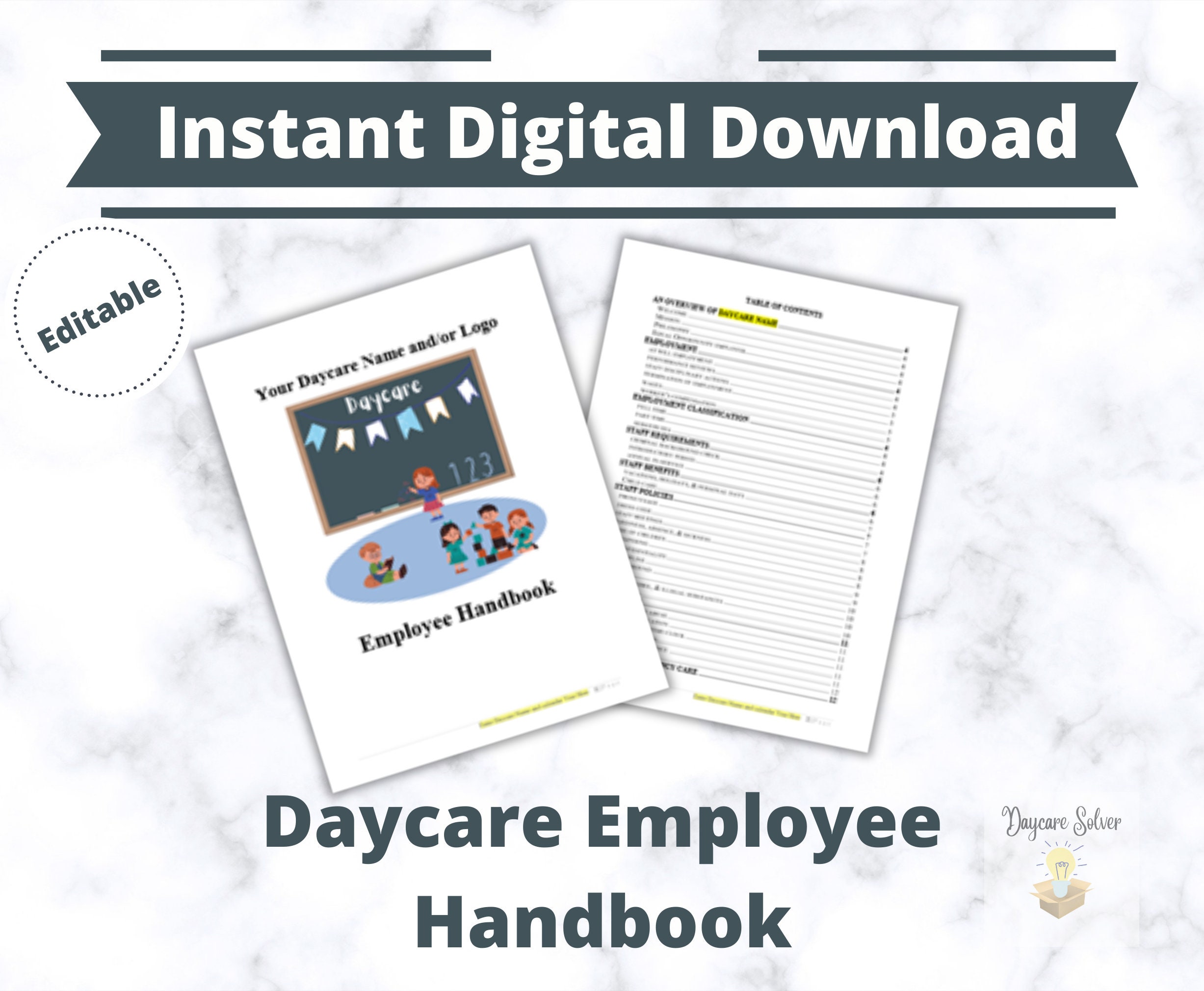 DAYCARE EMPLOYEE Handbook-childcare Printable for Family Daycare and ...