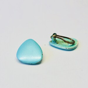 Vintage Enamel Steel Earrings - RARE Guitar Pluck Shape - Steel Earrings - Clip-ons