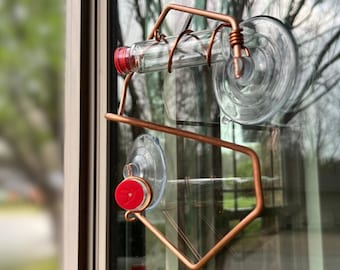 The Poly Feeder | Geometric Window Hummingbird Feeder | Sweet Feeders | Copper | Modern | Home Decor | Glass Bottle | Suction Cup