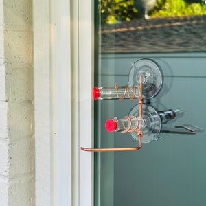 Modern 2 Station Window Hummingbird Feeder 2.0 | Sweet Feeders | Copper and Aluminum | Home Decor | Glass Bottles | Suction Cups |