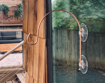 Window Hook | Sweet Feeders | Copper and Aluminum | Hummingbird Feeder Hanger |  Hummingbird Feeder Display | Copper | Suction Cups