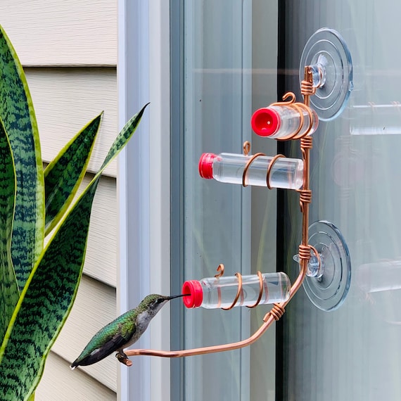 Window Cling Hummingbird Feeder Outdoor Suction Mount Red Humming Bird Glass Jar Window Cling Hummingbird Feeder Outdoor Suction Mount Red Humming Bird Glass Jar