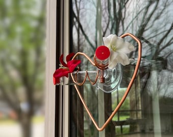 Heart | Window Hummingbird Feeder | Sweet Feeders | Copper | Modern | Bird Feeder | Home Decor | Valentines | Mothers Day | Unique Gift
