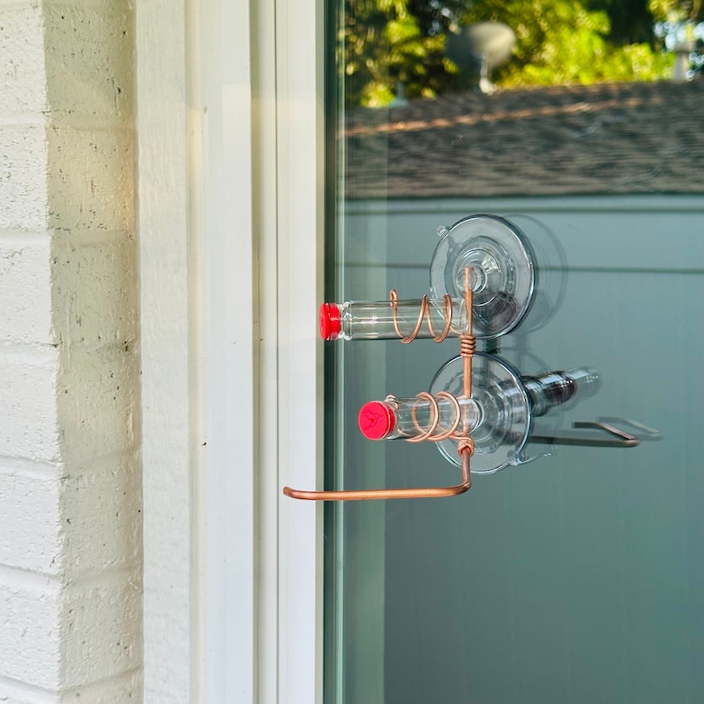 Modern Copper 2-Stations Window Hummingbird Feeder 2.0