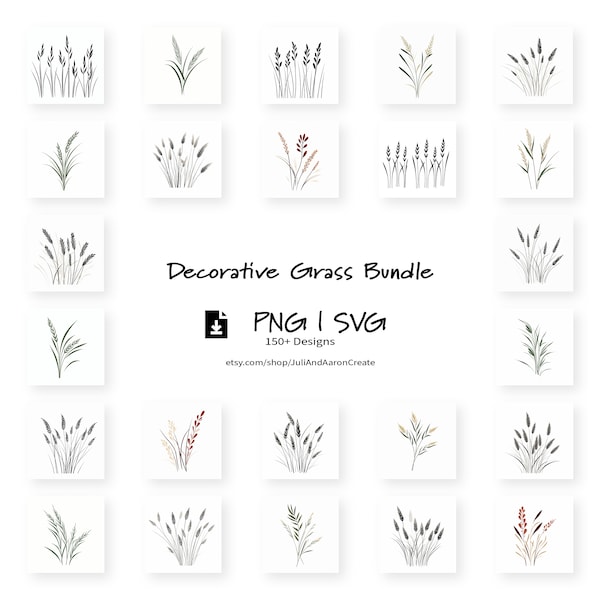 Decorative Grass | Ornamental Grass | PNG & SVG | 1x1 | Instant Digital Download