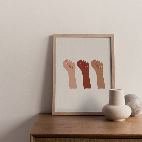 Vrouwelijke Power Wall Art, Hand Poster, Sterke Vrouwelijke Print, Hands Art Print, Womans Hand Art, Feministische Wall Art, Girl Power Print, Vrouwelijke Kunst