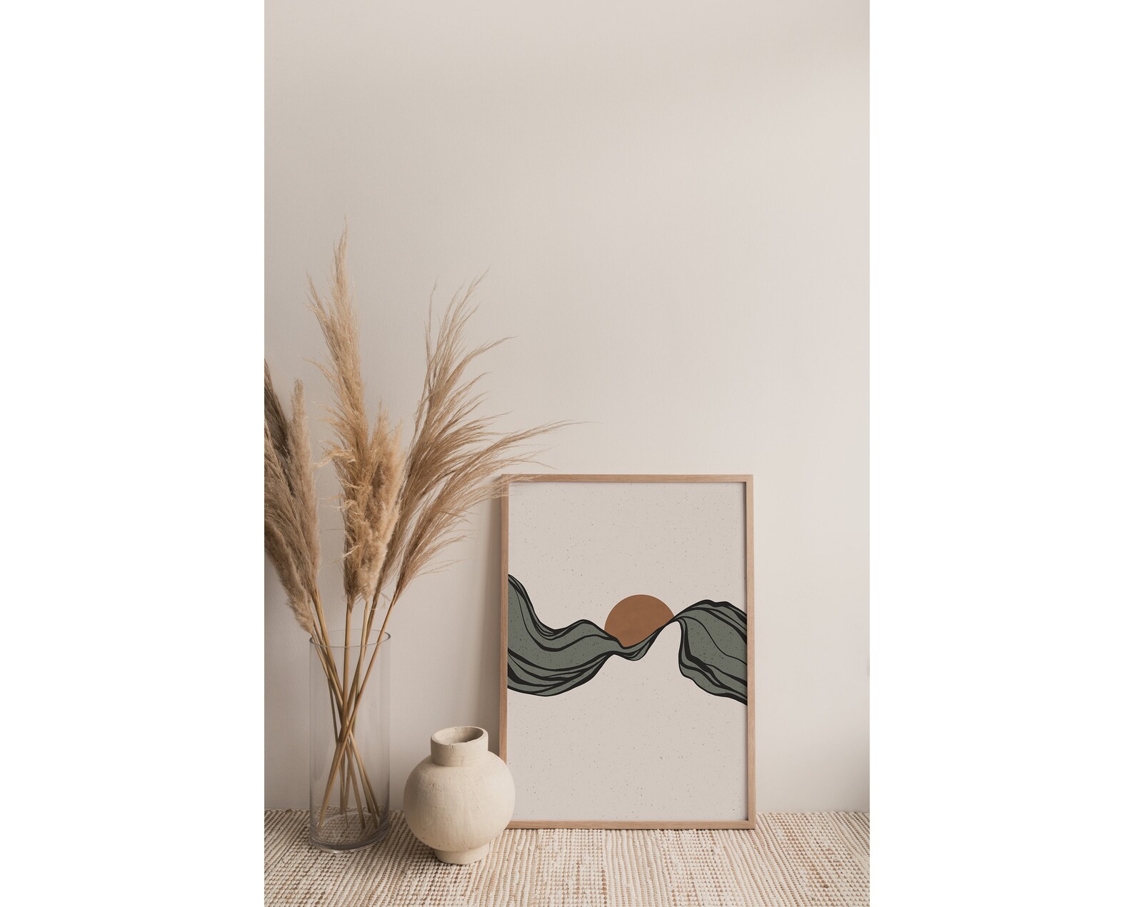 Landscape Wall Art Abstract Sun Print Printable Neutral Wall - Etsy