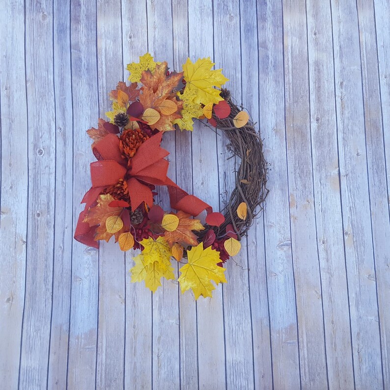 Fall Front Door Wreath Fall Grapevine Wreath Fall Leaves Etsy
