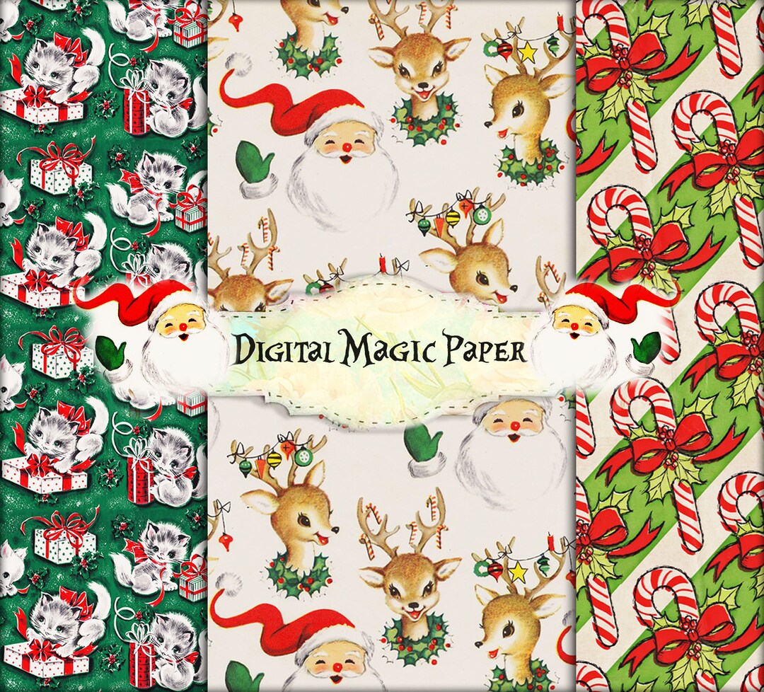 10 Vintage Christmas Paper Download Christmas Backgrounds Etsy Uk