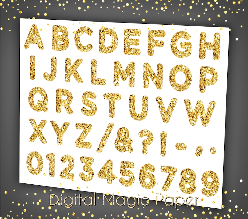 Printable Gold GLITTER ALPHABET Digital Clip Art Glitter - Etsy