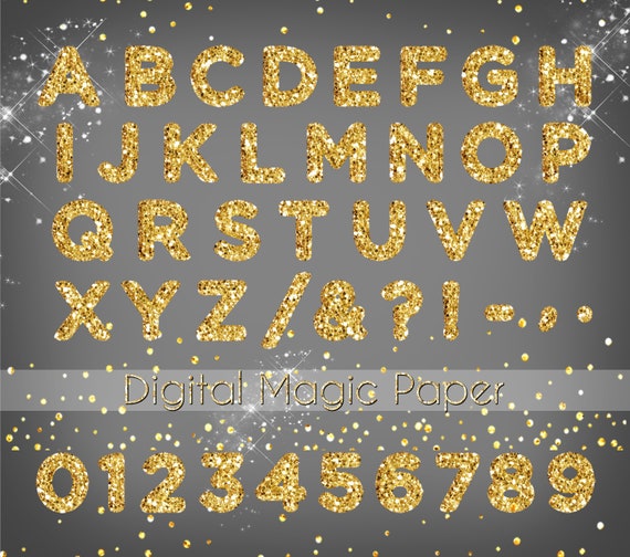 Printable Gold GLITTER ALPHABET Digital Clip Art Glitter Etsy