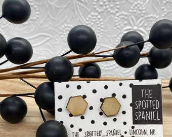 Wooden Hexagon Studs