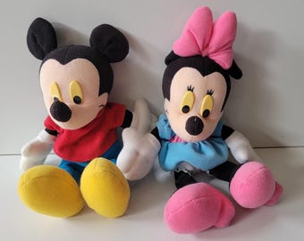 Arcotoys Mattek Vintage Mickey & Minnie Mouse 10" Plush Toys