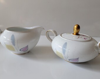 Eschenbach MCM Spring Theme Sugar Bowl & Creamer Bavaria Germany