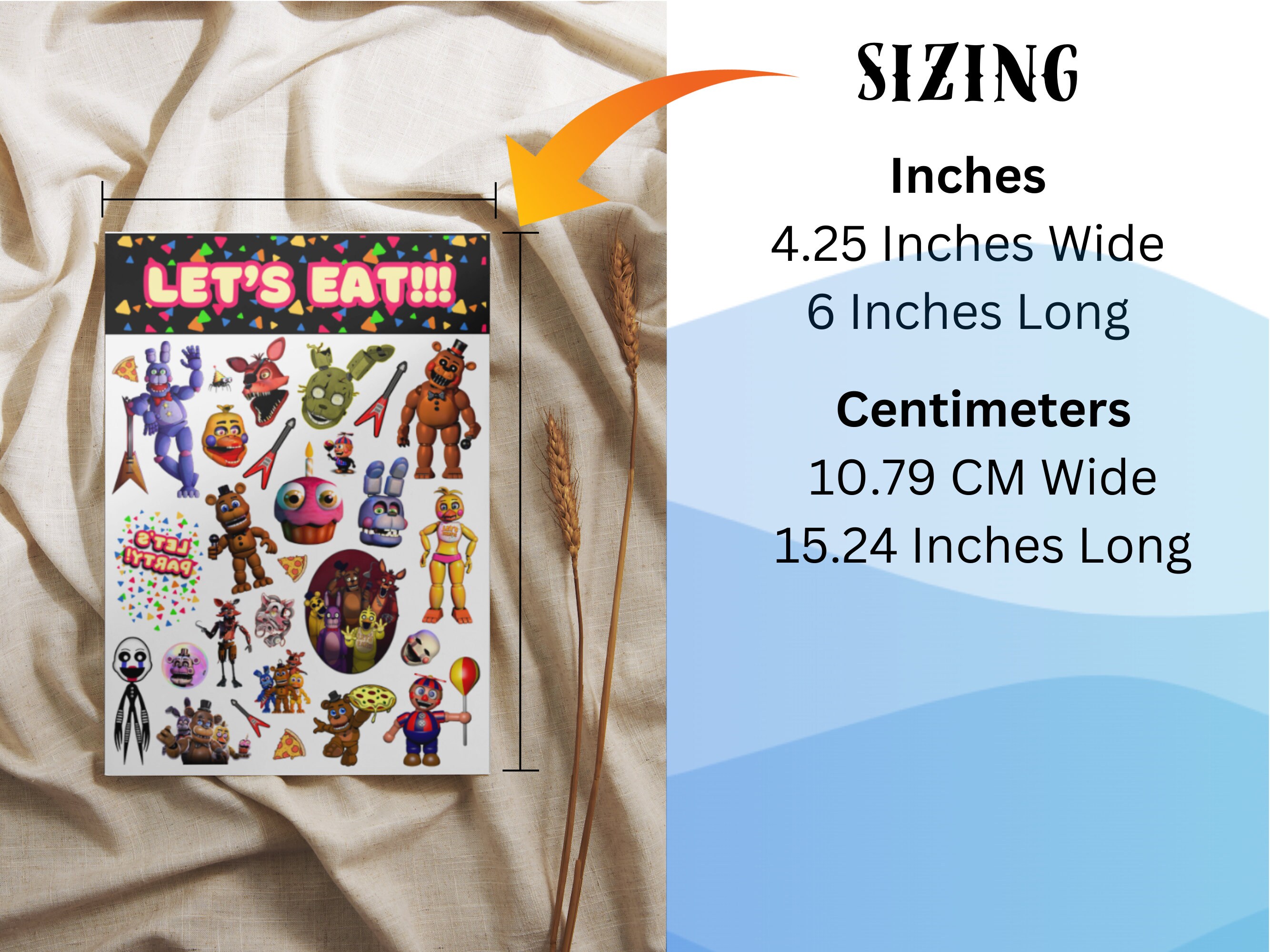 FNAF Five Nights at Freddy's Temporary Tattoos Waterproof Tattoo Sheet ...