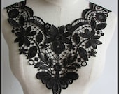 Lace Applique, embroidered bodice lace applique, lace bodice for dress altering,Black lace Collar supplies