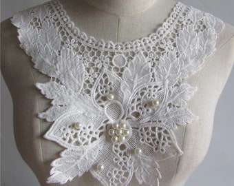 8.5/" x 2/" White Venice Lace Bodice Motif Applique DIY sewing notions craft Patch