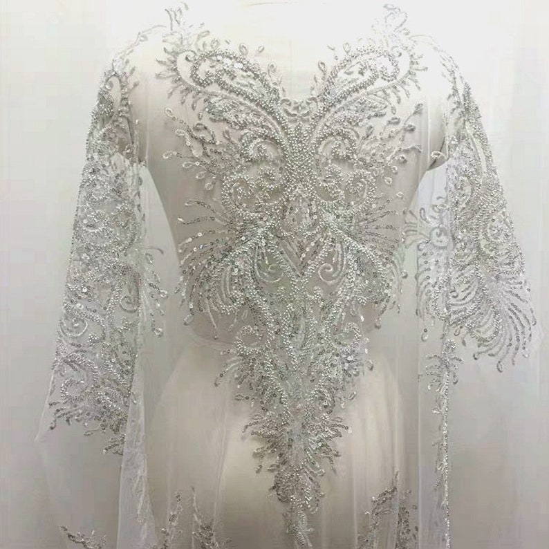 Ivory Lace Applique Beaded Appliques Wedding Dress Etsy
