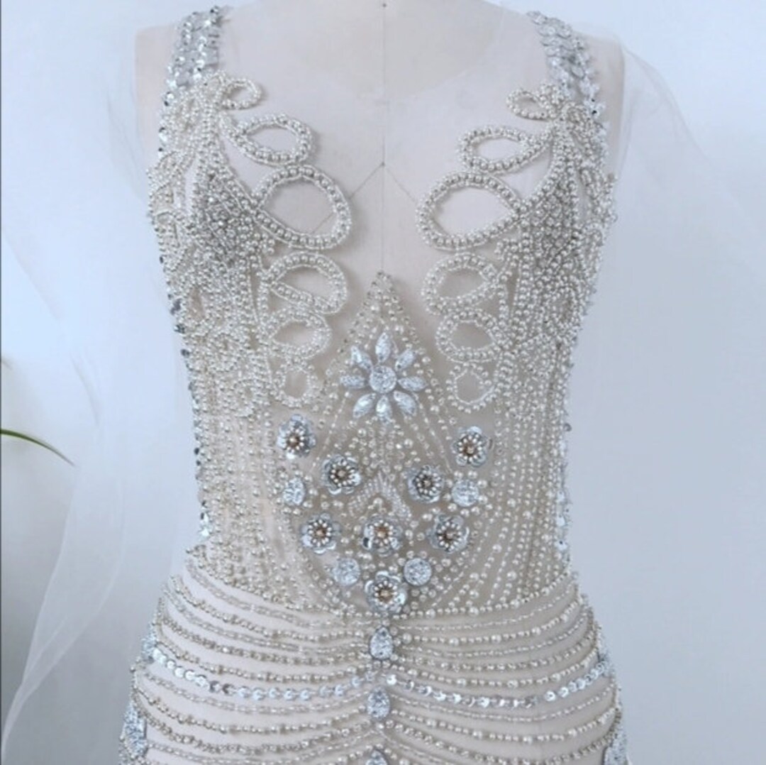 Hand Sewing Wedding Dresses Appliques.bling Lace Applique Crystal ...