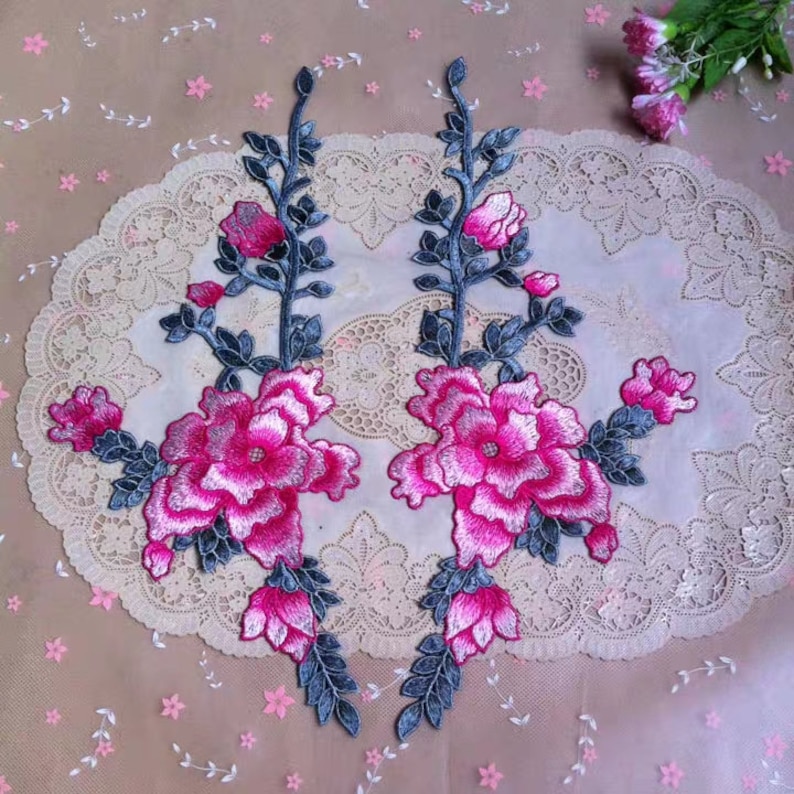Pairs of Applique Dress Pattern Appliques.embroidery Flower Etsy