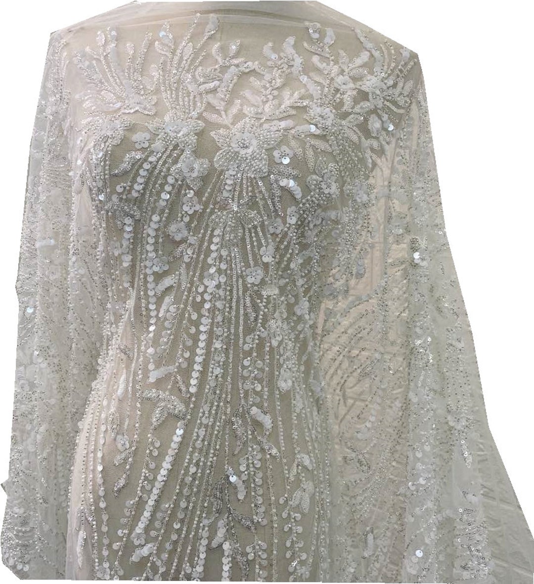 Wedding Dress Crystal Beaded Fabric Sell by the Yard. Sewing Etsy