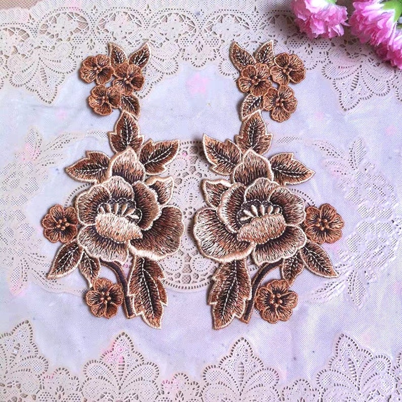 Sew on Appliques Flower Applique Embroidered Pair of Flower Etsy