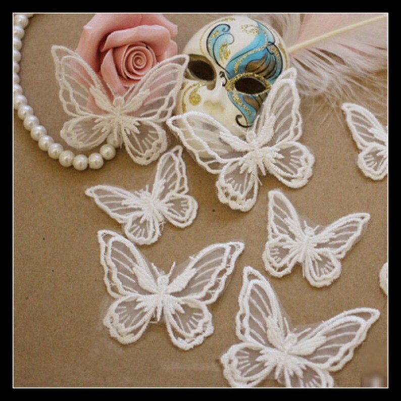 White Butterfly Lace Appliques butterfly Appliques Dress Etsy