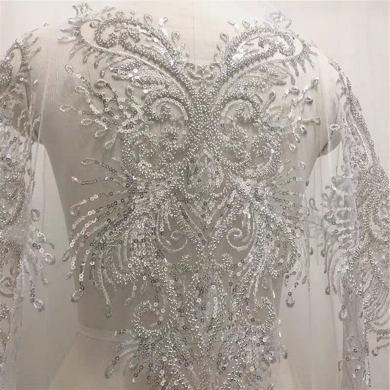 Ivory Lace Applique Beaded Appliques Wedding Dress Etsy