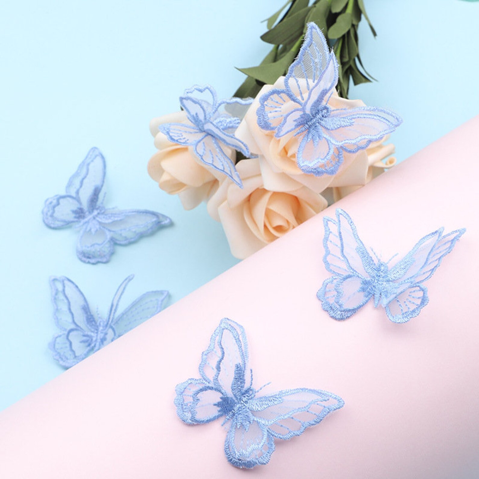 Lace butterfly Blue Lace Appliques DecorationsSew on Clothes Etsy