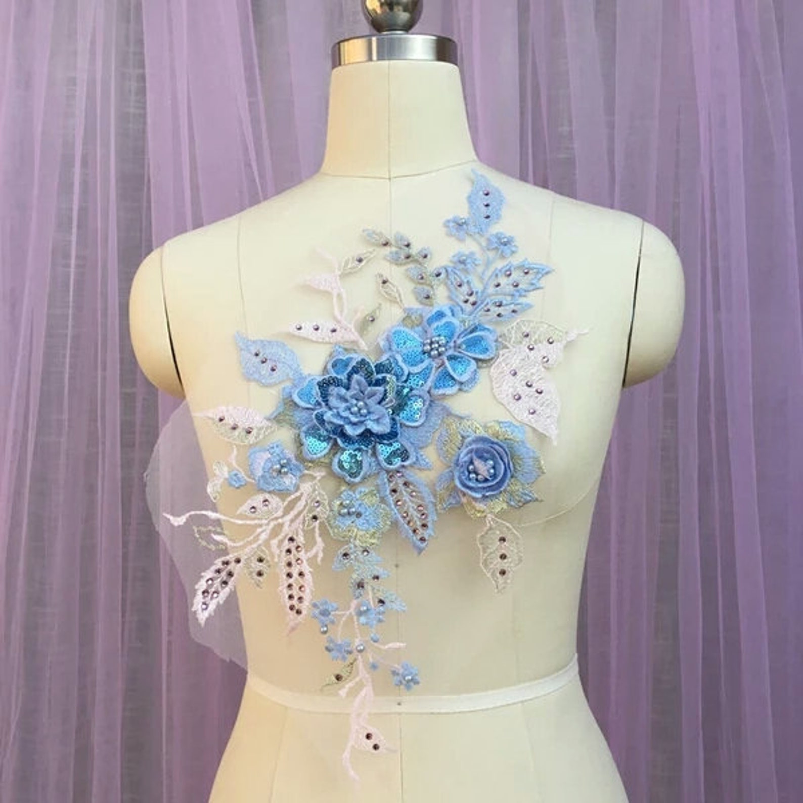 Lace Applique Flower Lace Decorations.beaded Applique Sew on Etsy