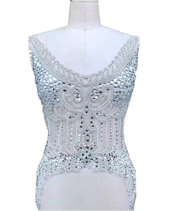 Wedding Dress Rhinestone Applique Hand Sewing Beaded Evening Etsy