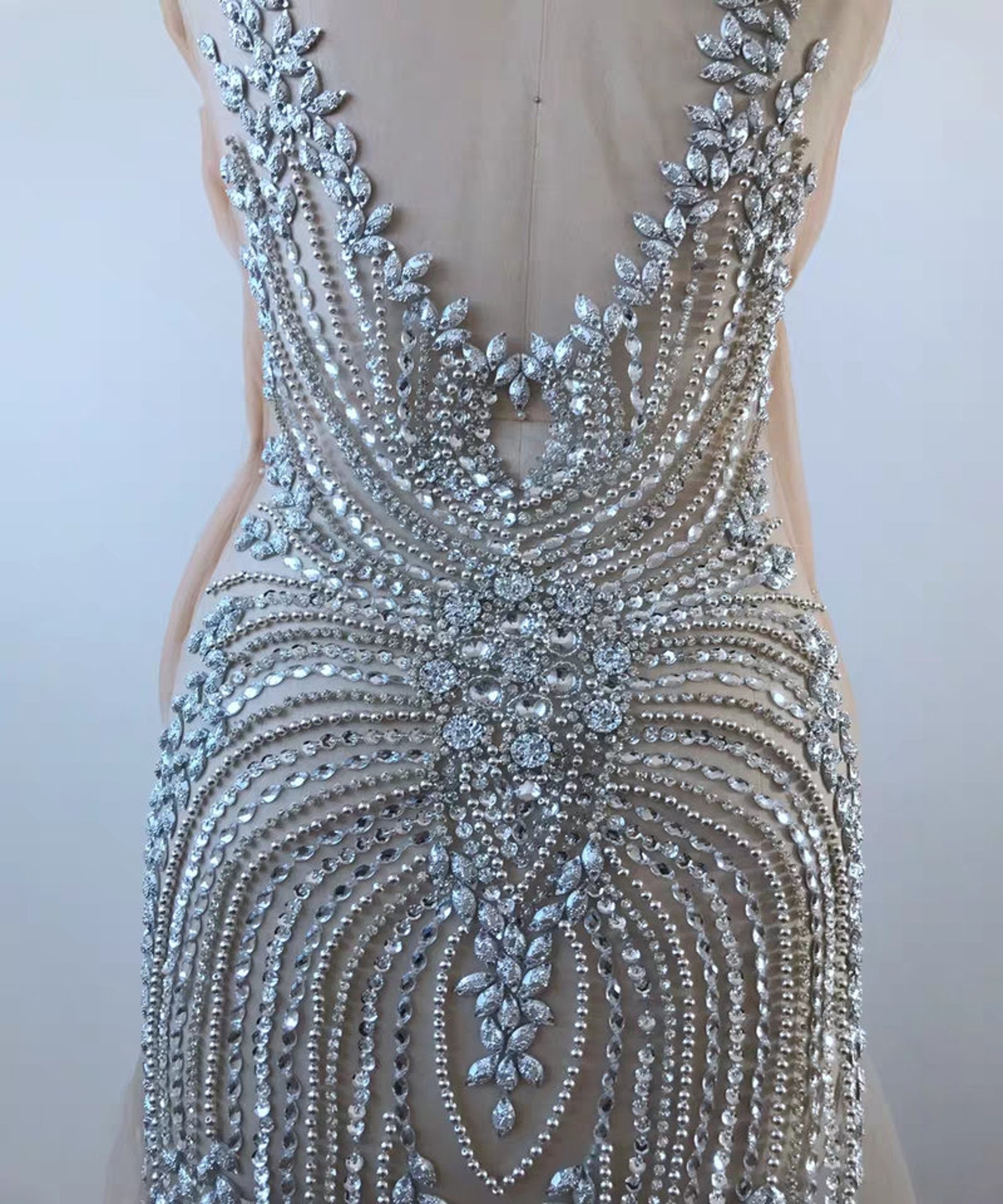 Full Body Of Rhinestone Applique. Dress Quliting Applique. Etsy