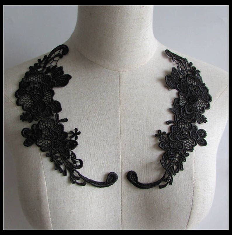 Black Lace Appliques flower Appliques Floral Dress Etsy