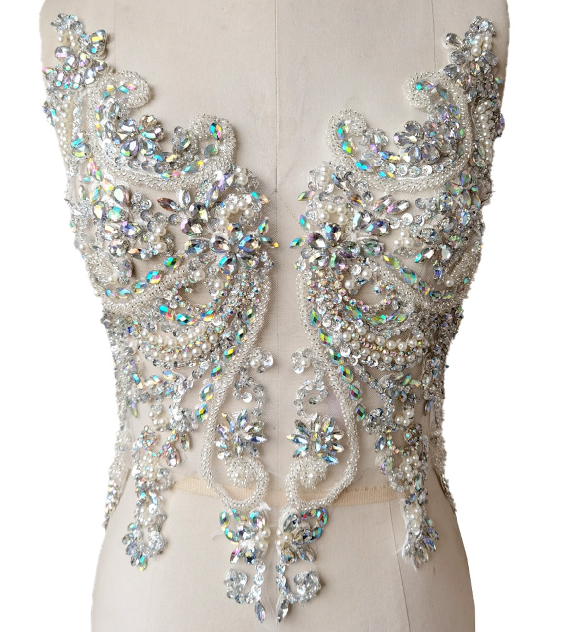 100hand Sew Rhinestone Applique. Wedding Dress Bodice. Party Etsy