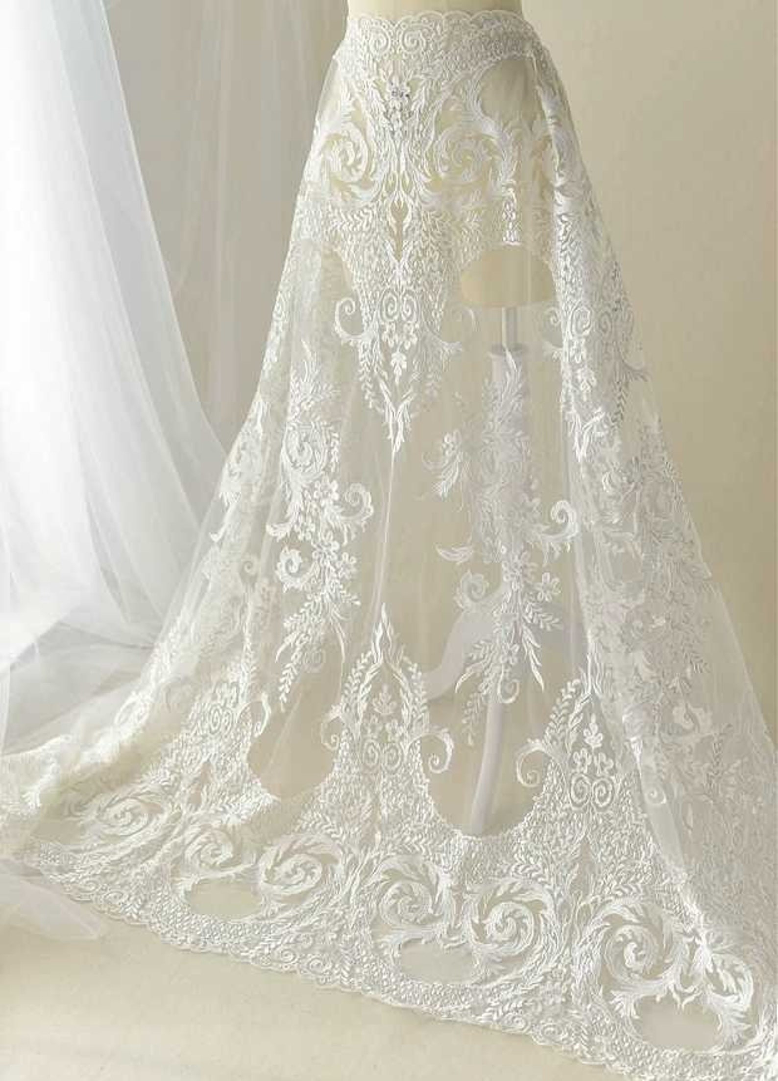 White Lace Fabric Full Body Lace Fabric.lace Appliques.gauze Etsy