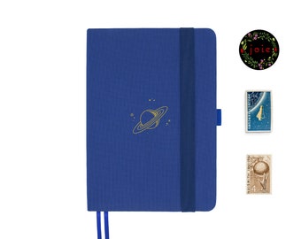 Saturn A5 Dot Grid Notebook, Planer Notebook, No Bleed, No Ghost, Bullet Notebook, Resedagbok, Stjärndagbok, Natthimmeldagbok, Planerare
