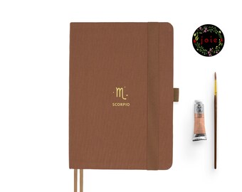 Scorpio Zodiac Sign - Dot Grid Notebook, All Year Planner, Zodiac Sign Journal, Notebook, Monthly Planner, Travel, Meditation Journal, Diary