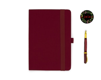 Classic Burgundy A5 Dot Grid Notebook, Planner Notebook, No Bleed, Notebook, Yearly Planner, Travel Journal, Weekly Journal, Diary, 160GSM