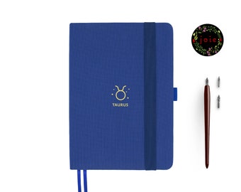 Taurus Zodiac Sign A5 Dot Grid Notebook, Astrology Lovers Gift, Bujo-Adaptable Planner, Everyday Journal, Weekly Planner, Dotted Journal