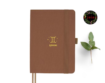 Gemini Zodiac Sign A5 Dot Grid Notebook, Planner Journal, Bullet Notebook, Travel Journal, Meditation Notebook, Journal, Planner, 160GSM