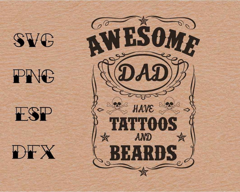 Download Awesome DAD have Tattoo and Beards Vector SVG Clipart | Etsy