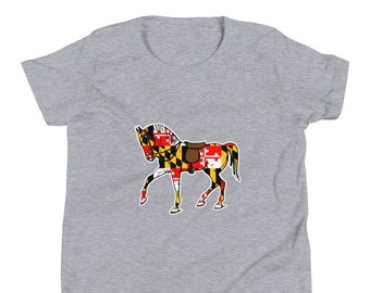 Maryland Flag Horse Riding Youth T-Shirt