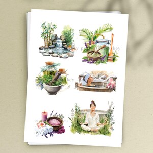 Journaling digitale download, spa kieskeurig knippen, scrapbooking, kaarten maken, knippen en collage, jpg-print, junkjournaal, schoonheid, ontspanning, kaars
