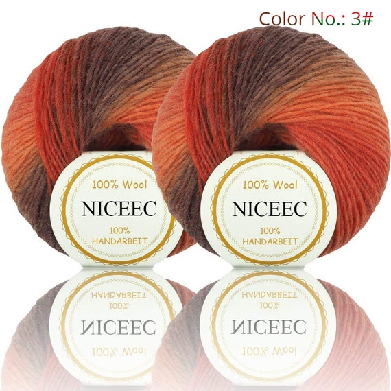 NICEEC 2 Skeins Soft Rainbow Yarn 100% Wool Gradient Multi Color Yarn for  Crocheting Knit Total Length 180m2196yds2,50g23 -  Canada