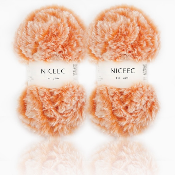 NICEEC 2 Skeins Super Soft Fur Yarn Chunky Fluffy Faux Fur Yarn Eyelash  Yarn for Crochet Knit total Length 232m235yds,50g2 