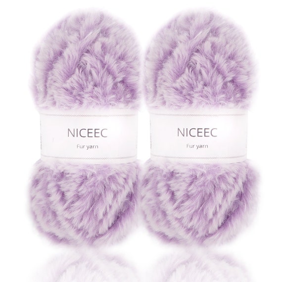 NICEEC 2 Skeins Super Soft Fur Yarn Chunky Fluffy Faux Fur Yarn