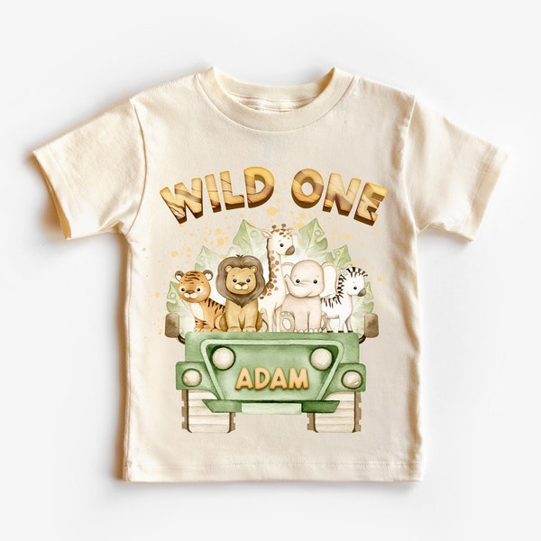 Wild One Safari, Custom Named Birthday Shirt, Safari Birthday Theme, Birthday Boy Retro Safari T-shirt